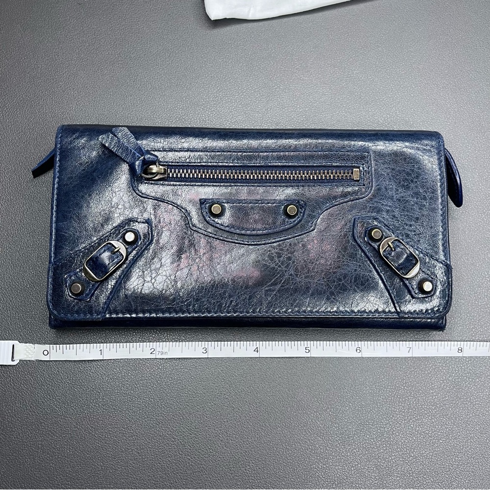 📌SOLD📌Balenciaga Navy Blue Leather Wallet With Dustbag - Picture 6 of 16